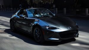 Exterior appearance of the 2021 Mazda MX 5 Miata RF available at Wyatt Johnson Mazda