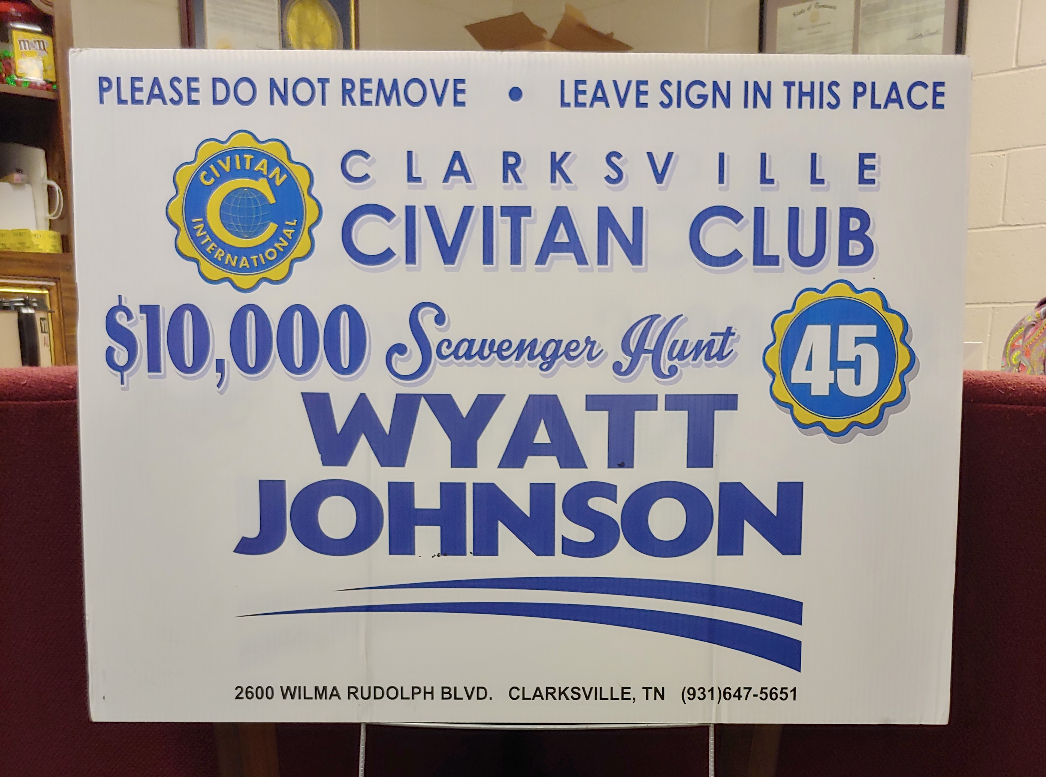 Wyatt Johnson Clarksville Civitan Scavenger Hunt