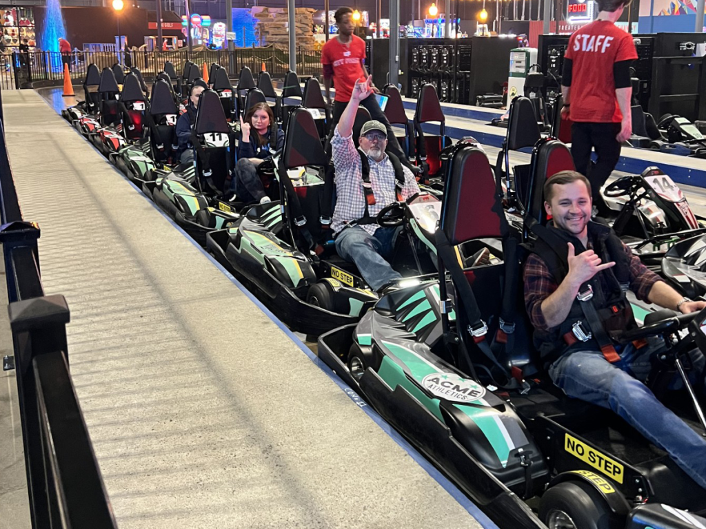 The Wyatt Johnson Mazda team riding go karts