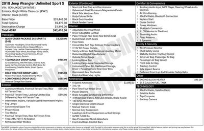 2018 Jeep Wrangler Unlimited Sport S