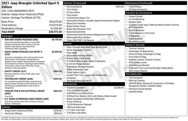 2021 Jeep Wrangler Unlimited Sport S
