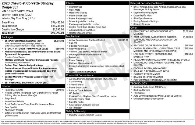 2023 Chevrolet Corvette Stingray 3LT