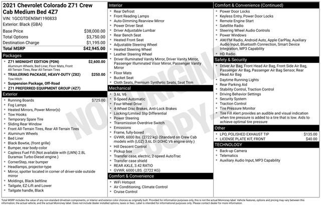 2021 Chevrolet Colorado Z71