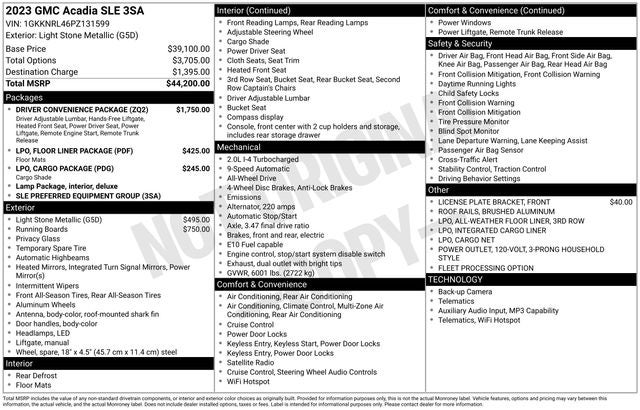 2023 GMC Acadia SLE