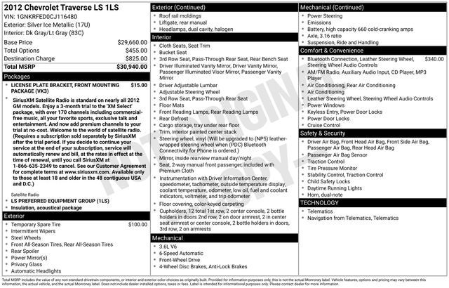 2012 Chevrolet Traverse LS