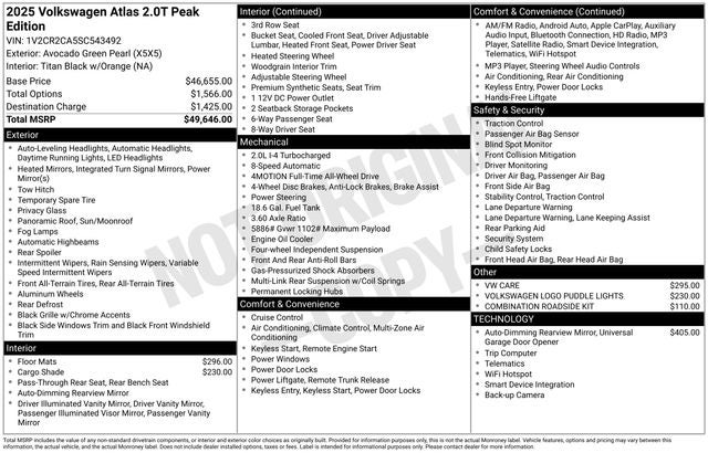 2025 Volkswagen Atlas 2.0T Peak Edition