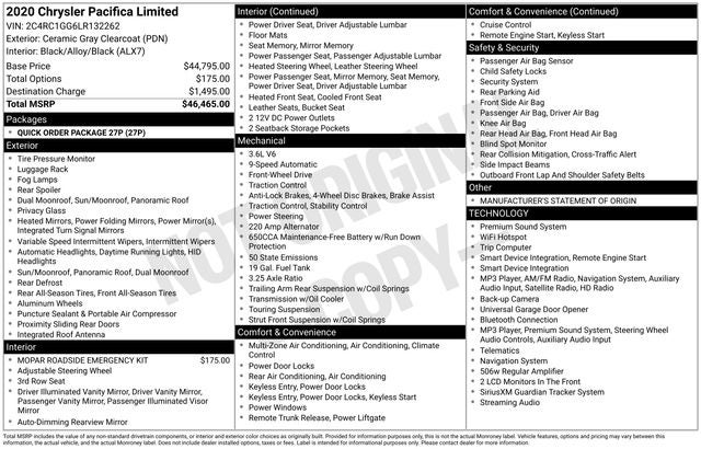 2020 Chrysler Pacifica Limited
