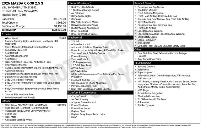 2026 Mazda Mazda CX-30 2.5 S AWD