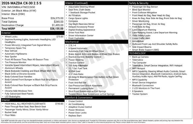 2026 Mazda Mazda CX-30 2.5 S AWD