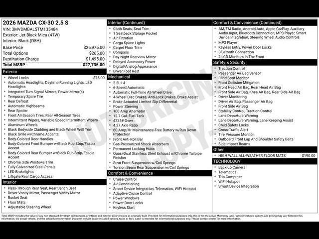 2026 Mazda Mazda CX-30 2.5 S AWD