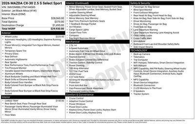 2026 Mazda Mazda CX-30 2.5 S Select Sport AWD