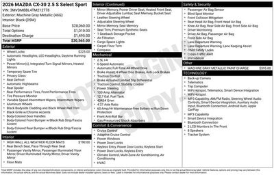 2026 Mazda Mazda CX-30 2.5 S Select Sport AWD