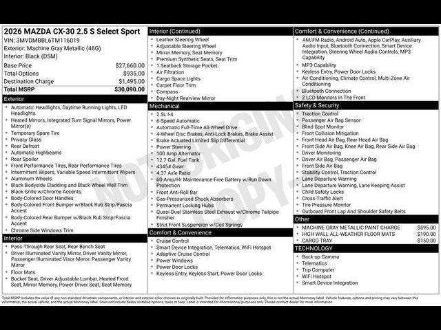 2026 Mazda Mazda CX-30 2.5 S Select Sport AWD