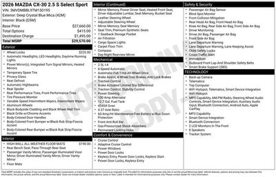 2026 Mazda Mazda CX-30 2.5 S Select Sport AWD