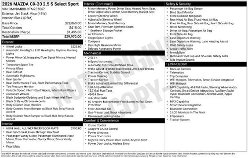 2026 Mazda Mazda CX-30 2.5 S Select Sport