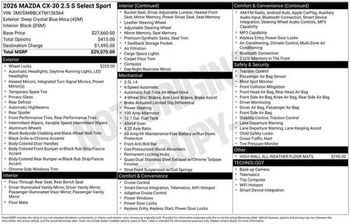 2026 Mazda Mazda CX-30 2.5 S Select Sport