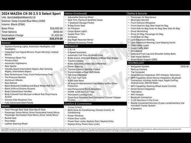 2024 Mazda Mazda CX-30 2.5 S Select Sport
