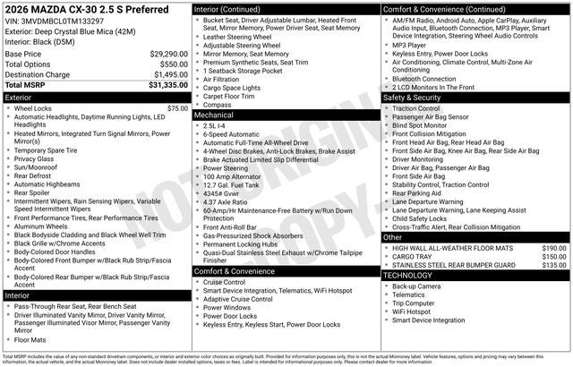 2026 Mazda Mazda CX-30 2.5 S Preferred AWD
