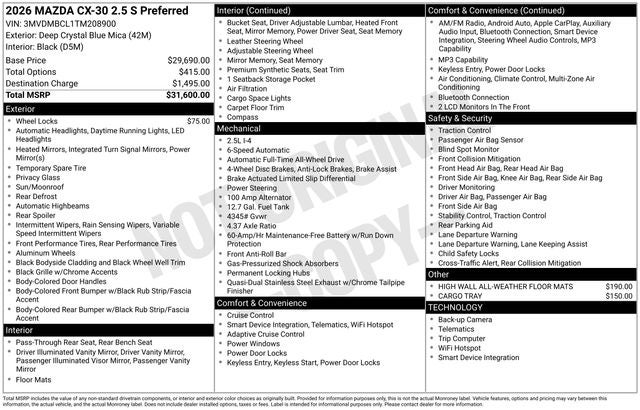 2026 Mazda Mazda CX-30 2.5 S Preferred AWD