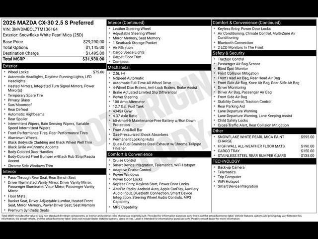 2026 Mazda Mazda CX-30 2.5 S Preferred AWD
