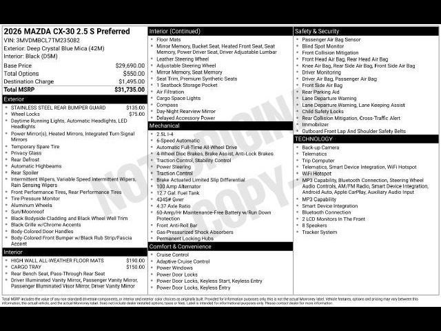 2026 Mazda Mazda CX-30 2.5 S Preferred AWD