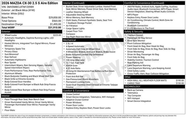 2026 Mazda Mazda CX-30 2.5 S Aire Edition