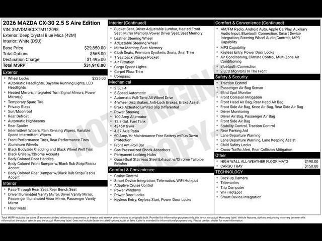 2026 Mazda Mazda CX-30 2.5 S Aire Edition