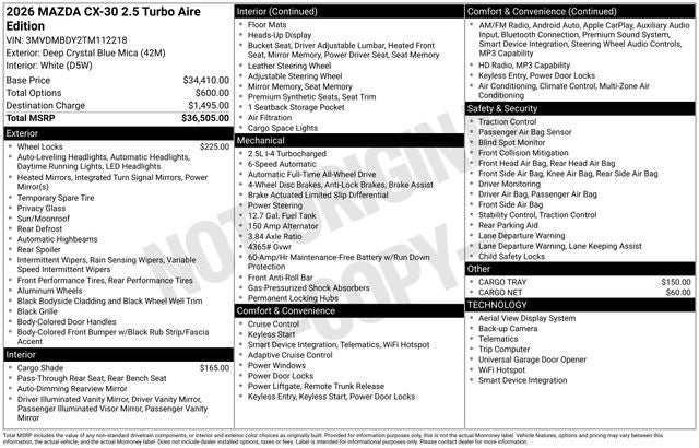 2026 Mazda Mazda CX-30 2.5 Turbo Aire Edition AWD
