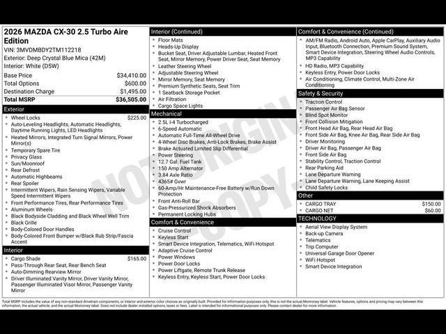 2026 Mazda Mazda CX-30 2.5 Turbo Aire Edition AWD