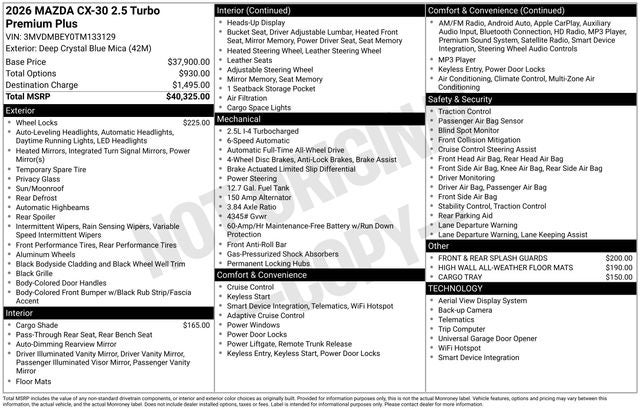 2026 Mazda Mazda CX-30 2.5 Turbo Premium Plus AWD