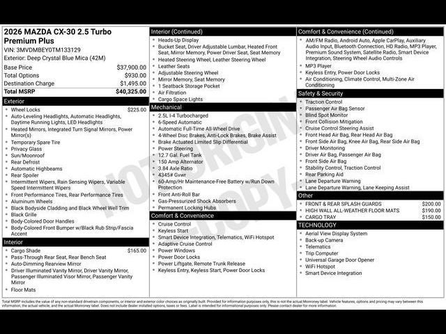 2026 Mazda Mazda CX-30 2.5 Turbo Premium Plus AWD
