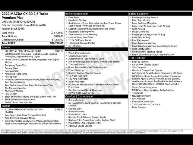 2022 Mazda Mazda CX-30 2.5 Turbo Premium Plus Package w/Premium Plus Package