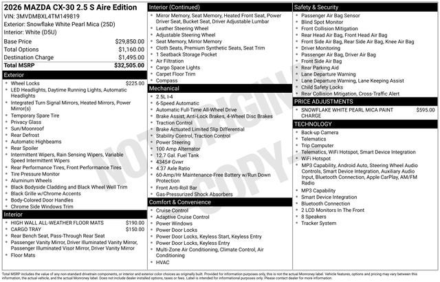 2026 Mazda Mazda CX-30 2.5 S Aire Edition