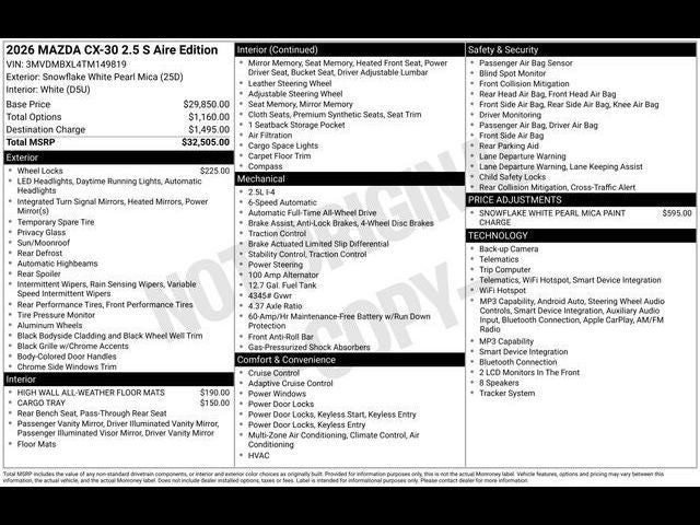 2026 Mazda Mazda CX-30 2.5 S Aire Edition
