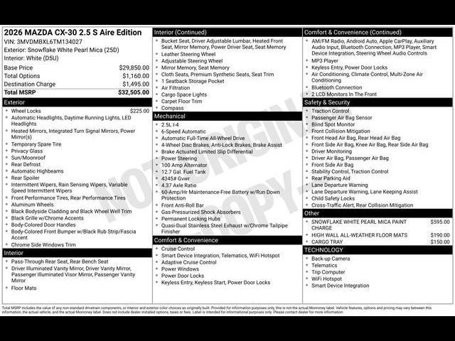 2026 Mazda Mazda CX-30 2.5 S Aire Edition