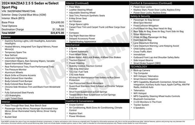 2024 Mazda Mazda3 2.5 S Select Sport