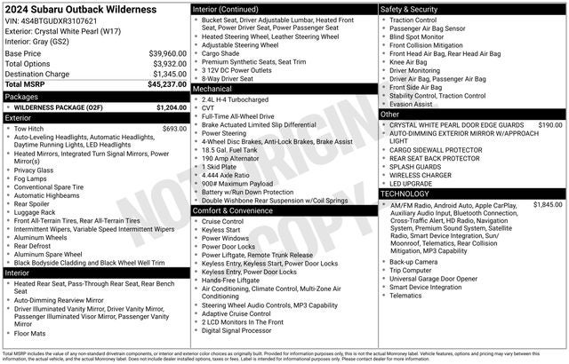 2024 Subaru Outback Wilderness