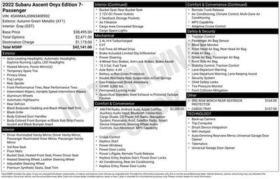 2022 Subaru Ascent Onyx Edition