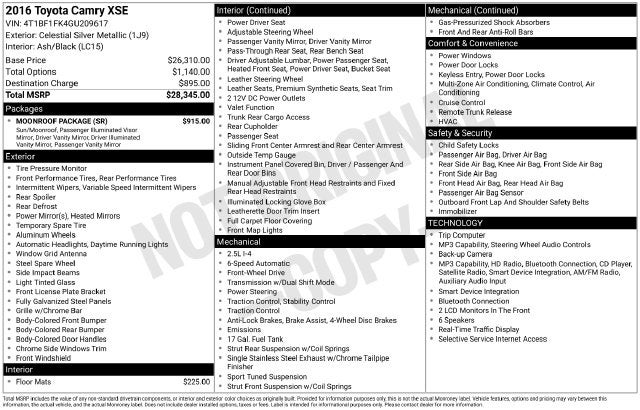 2016 Toyota Camry XSE