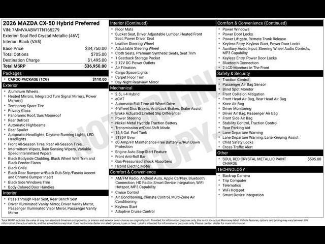 2026 Mazda Mazda CX-50 Hybrid Preferred AWD