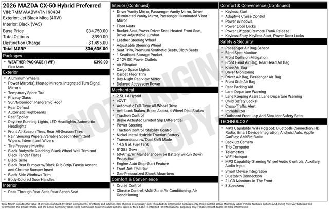 2026 Mazda Mazda CX-50 Hybrid Preferred AWD