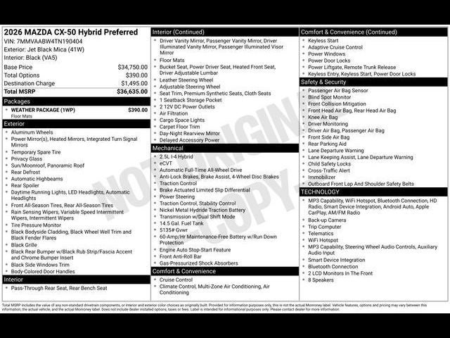 2026 Mazda Mazda CX-50 Hybrid Preferred AWD