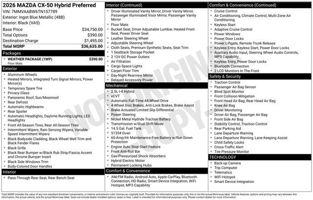 2026 Mazda Mazda CX-50 Hybrid Preferred AWD