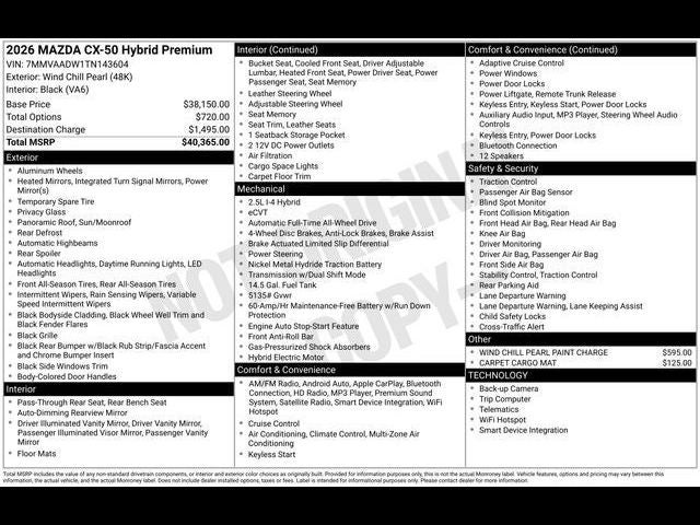 2026 Mazda Mazda CX-50 Hybrid Premium AWD