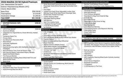 2026 Mazda Mazda CX-50 Hybrid Premium AWD