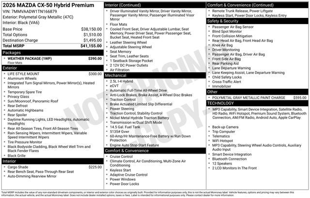 2026 Mazda Mazda CX-50 Hybrid Premium AWD