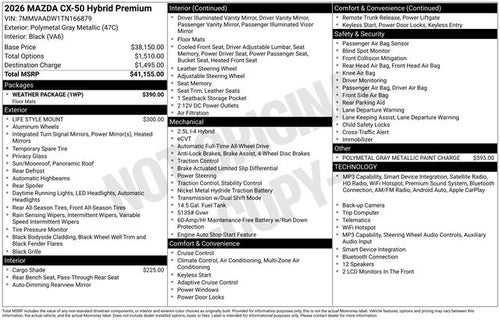 2026 Mazda Mazda CX-50 Hybrid Premium AWD