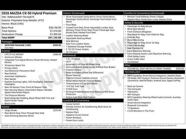 2026 Mazda Mazda CX-50 Hybrid Premium AWD