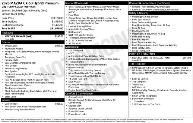 2026 Mazda Mazda CX-50 Hybrid Premium
