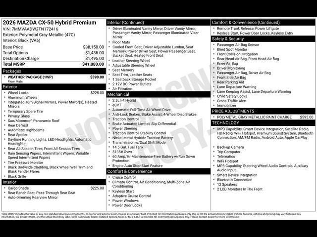 2026 Mazda Mazda CX-50 Hybrid Premium AWD